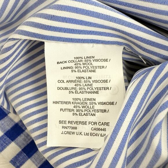 J.Crew Campbell Linen Blazer‎ Size 4 Gingham Blue Casual Office Career Preppy - Picture 11 of 16